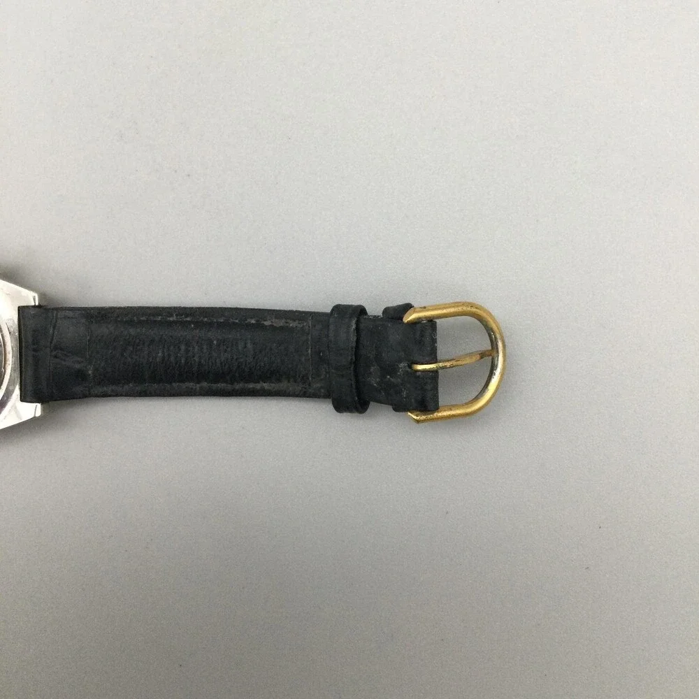 Vintage Guess Womens Watch 28mm Two Tone Gold Black Leather New Battery